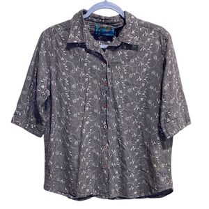 Shaver Lake Trading Co Y2K Eyelet Embroidered Cotton Shirt Purple |‎ Size L